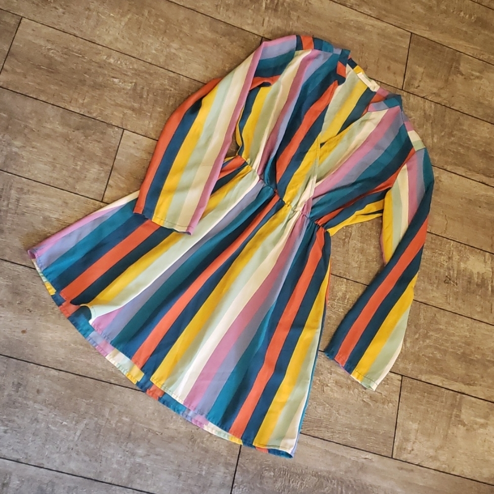 All In Favor Rainbow Striped Dress 569